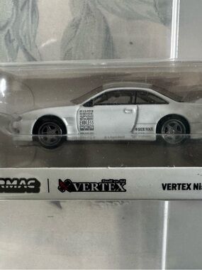 Tarmac White Nissan S-14 Vertex Model Car with Racing Decals